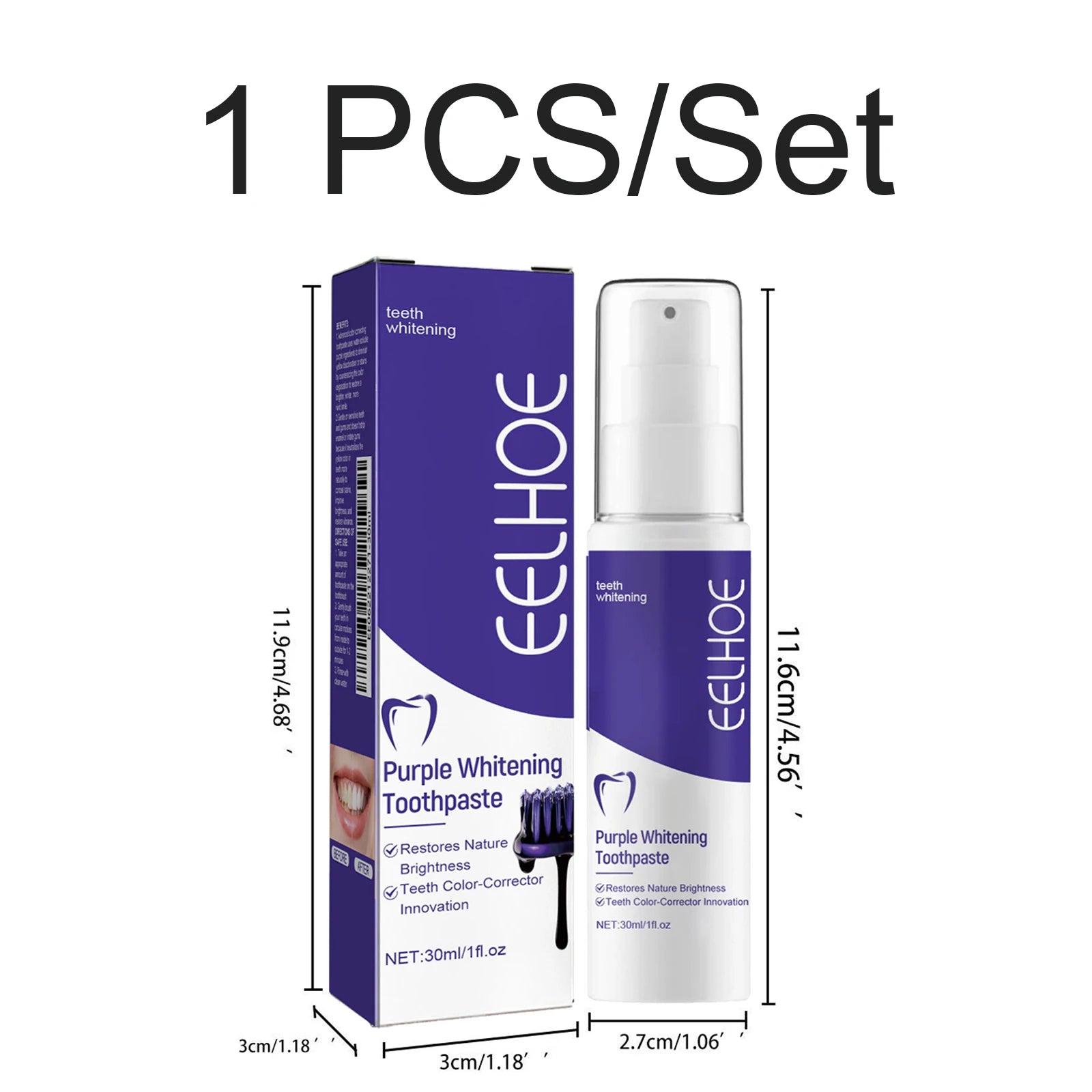 Purple Toothpaste Teeth Whitening Remove Yellow Stains Fights Tartar Fresh Breath Oral Hygiene Teeth Care Cleaning Toothpaste Oasis Select WHITE