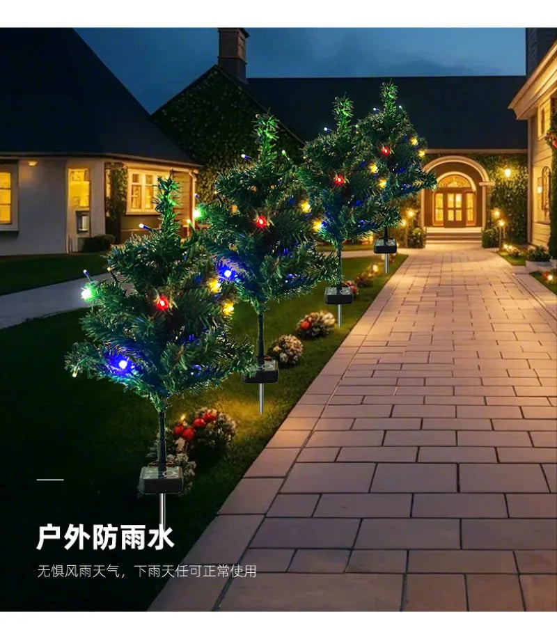 Led Solar Waterproof Christmas Tree Lawn Light Outdoor Snowflake Christmas Tree Ground Lamp Courtyard Garden Decorative Light Oasis Select