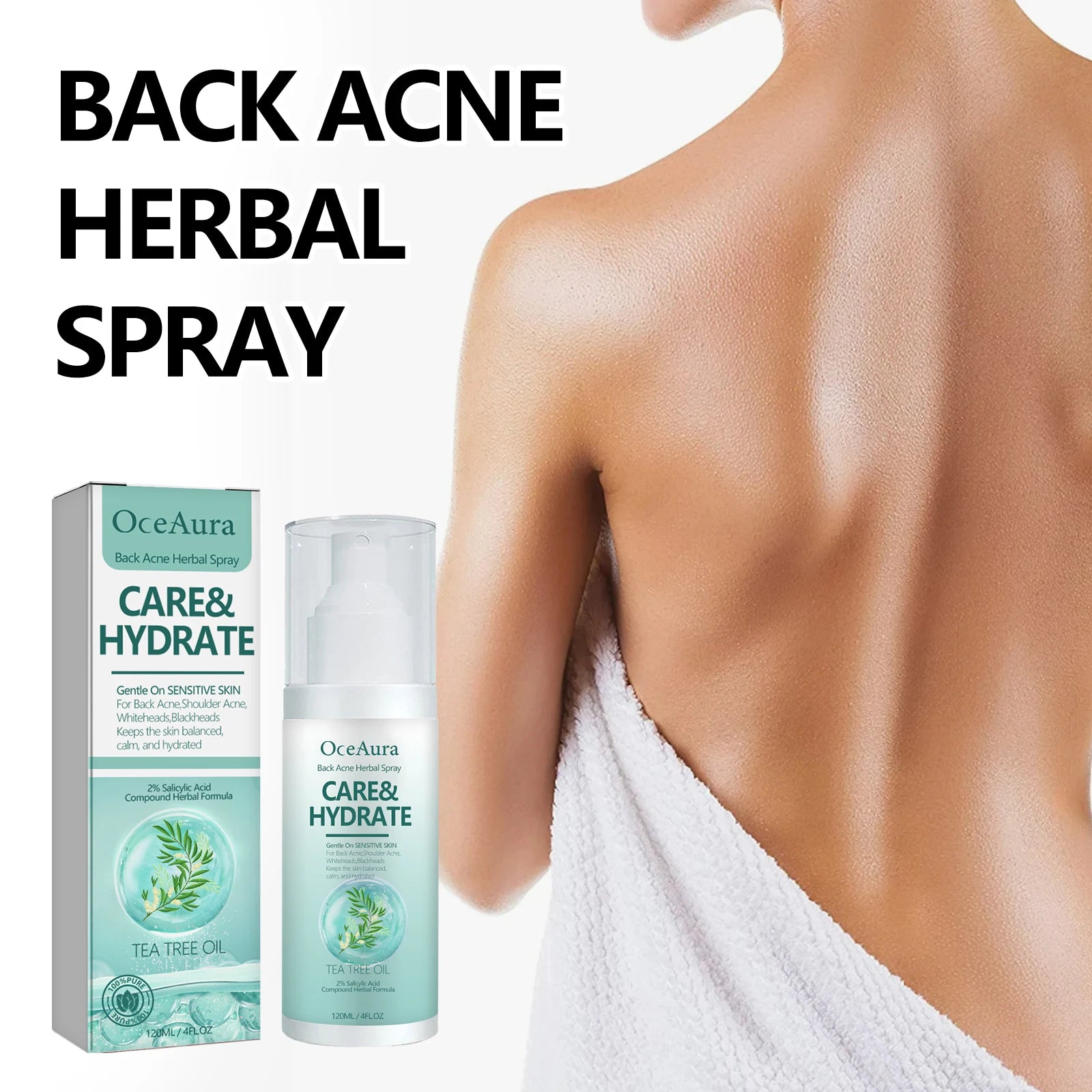Herbal Acne Remover Spray Back Shoulder Pimple Treatment Blackhead Anti Mites Oil Control Repair Smooth Skin Care Beauty Health Oasis Select