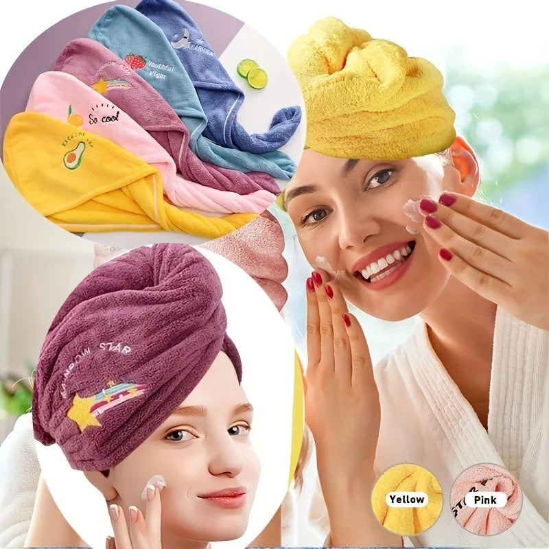 1pc Quickly Dry Hair Hat Super Absorbent Soft Bathroom Women Head Towels Girls Cute Hair Towel Hair Dry Wrap Bonnets Oasis Select