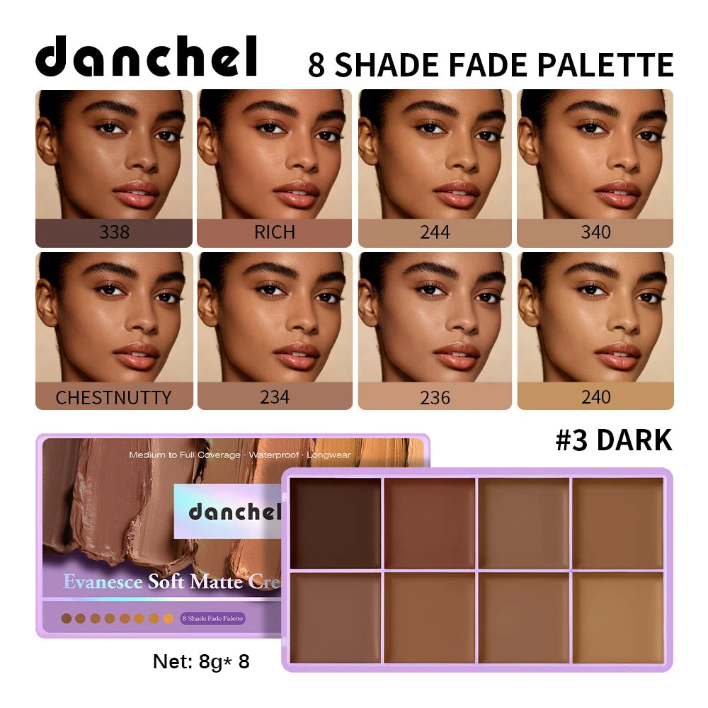 8 Shade Cream Concealer Palette Waterproof Full Coverage Multi-Function Cream Blemishes & Cover Long-Lasting Korean Makeup Oasis Select 03