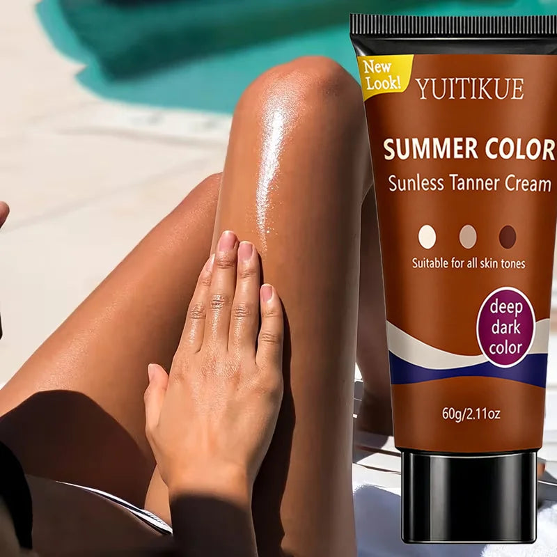 YUITIKUE Summer Color Self Tanner - No Sun Needed, Clear Formula for Natural Deep Dark Glow 60g Oasis Select
