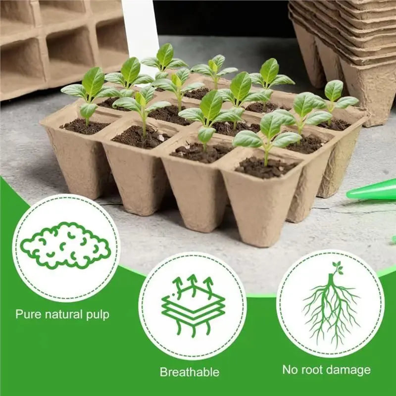 20/40PCS Biodegradable Pulp Seedling Trays Grid Lightweight Breathable Seed Starter Pots for Succulents Vegetables Garden Oasis Select