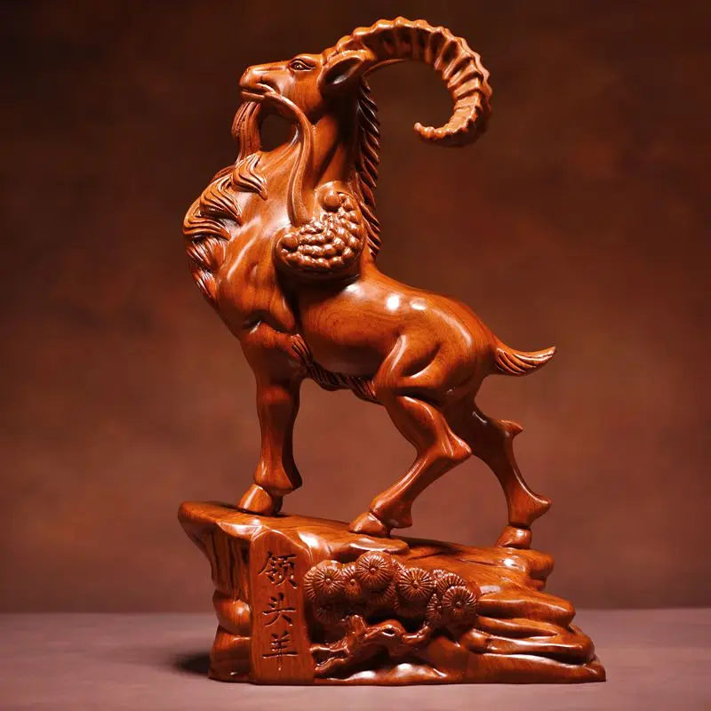 Ebony Sheep Ornament Twelve Zodiac Sheep Solid Wood Lead Goat Desk Living Room Decoration Ornament Opening Gift Oasis Select Rosewood 15CMx10CMx5CM