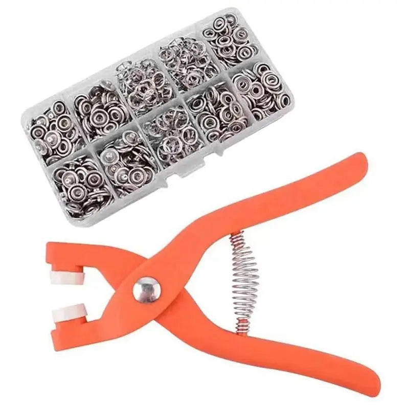 LIKE WISH Five Claw Button Installation Tool Pliers Invisible Snap Button Sewing-Free Button Set Is Suitable For DIY Crafts Oasis Select Orange Silver