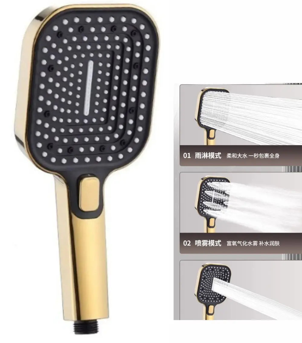Upgraded Gold Big Panel Large Flow Shower Head Multi Function Adjustable Shower Head High-pressure Water-saving Handheld Shower Oasis Select Gold Shower F