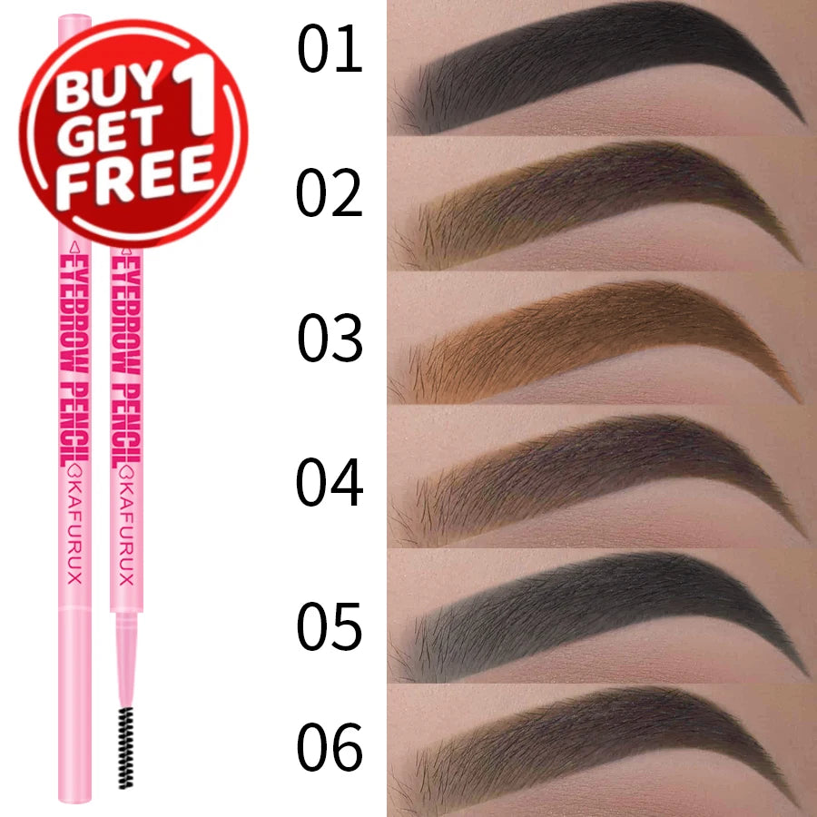 KAFURUX 6-Color Ultra-Fine Waterproof Eyebrow Pencil & Brush