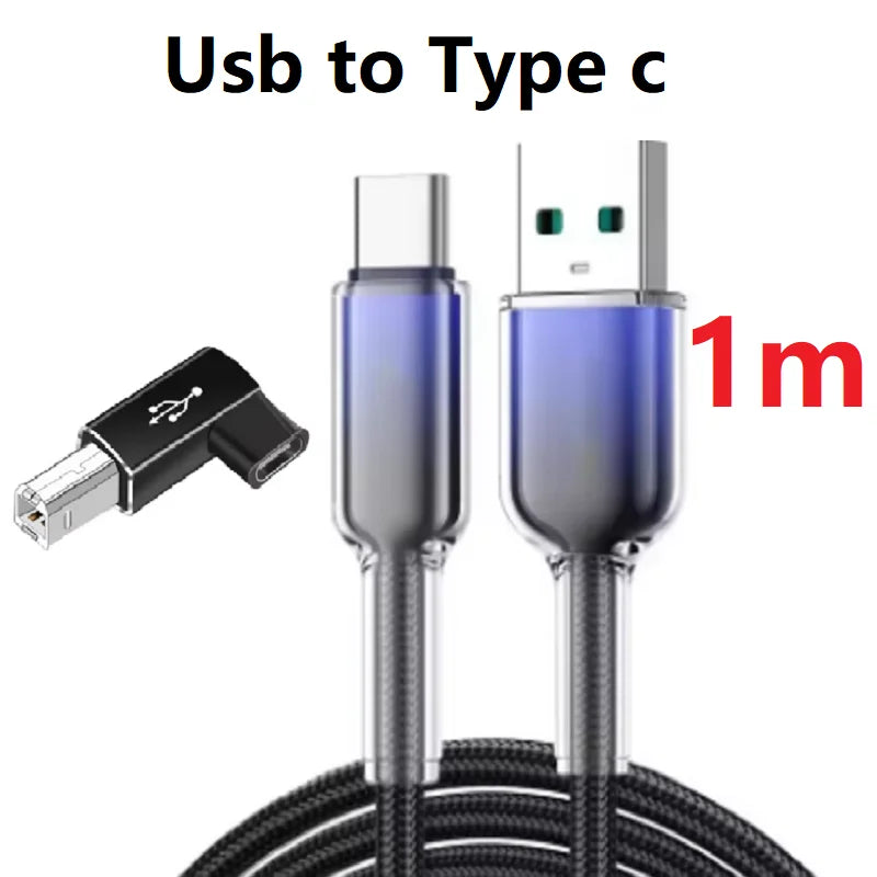 Type-c to square Printer Cable Adapter Converter DP 65W Fast Charging Data Transfer Cable Printer Scanner Electric Piano Adapter Oasis Select 1m cable Figure 1