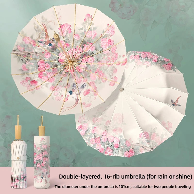 Sun Parasol Elegant Handheld Umbrella Lightweight Windproof Shade For Outdoor Travel Photography Daily Matching Accessory Oasis Select Pink- double-sided Aluminum 16K
