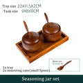Wooden Seasoning Jar Creative Kitchen Retro Salt Sugar Pot Seasoning Storage Jar With Lid Spoon Wooden Tray Storage Containers Oasis Select 3pc small tray set