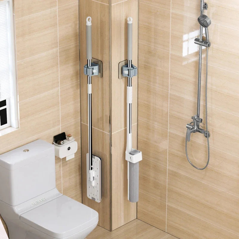 Wall-Mounted Mop & Broom Hanger Rack – No-Drill Suction Mop Broom Hanger Oasis Select