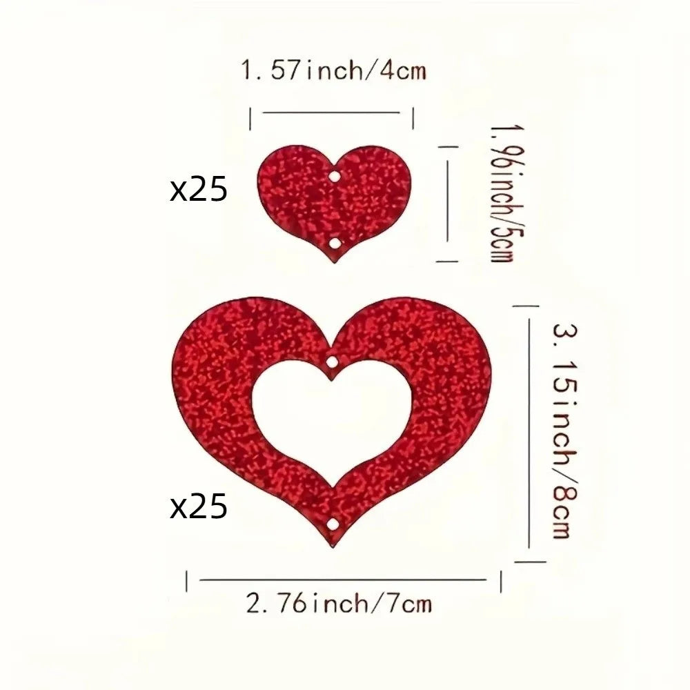 Sequin Heart String Garland Rain Curtain – 50 Pcs Party Decor