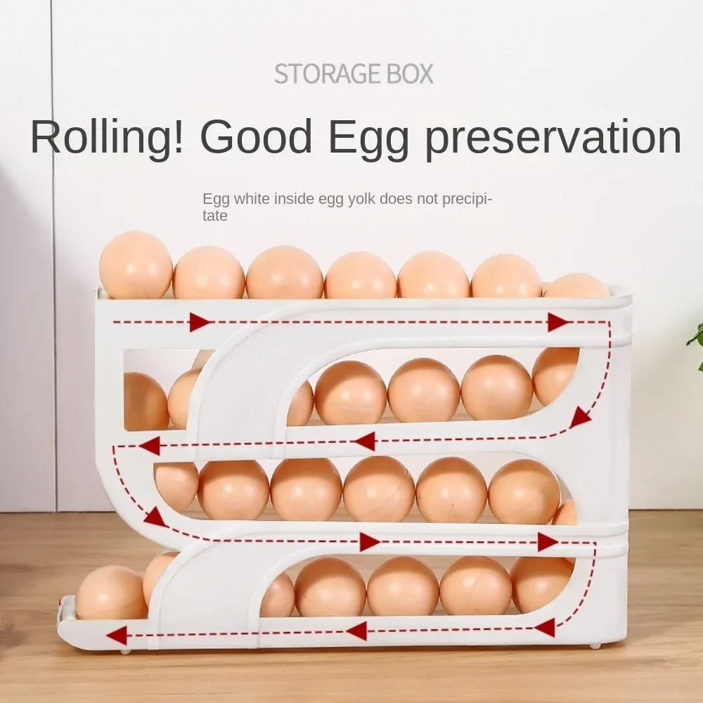 3 Layer / 4 Layer Automatic Egg Roller New Household Kitchen Dedicated Egg Roller Rack Space Saving Large Capacity Egg Organiser Oasis Select
