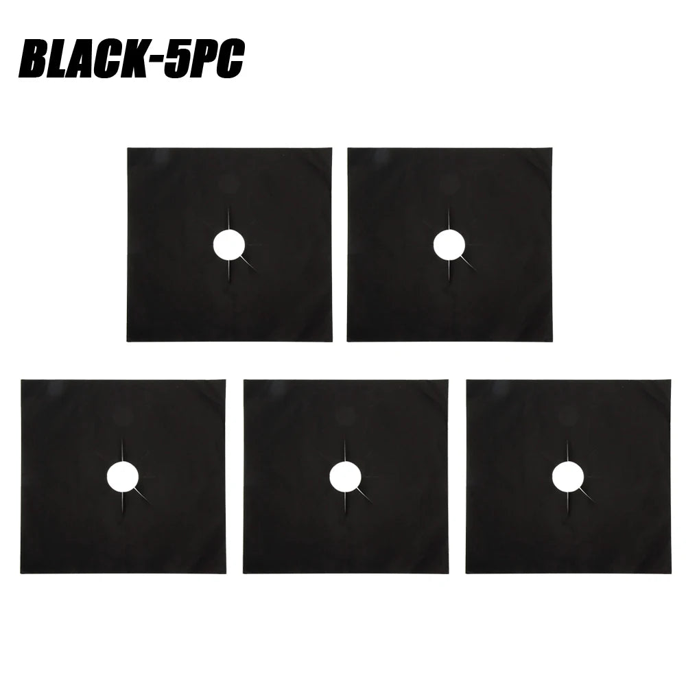 5/15PCS Dirt-resistant Heat Resistant Non-stick Protective Gas Stove Pad Non-stick Reusable Scratch Protector Pads Oasis Select Black-5PCS