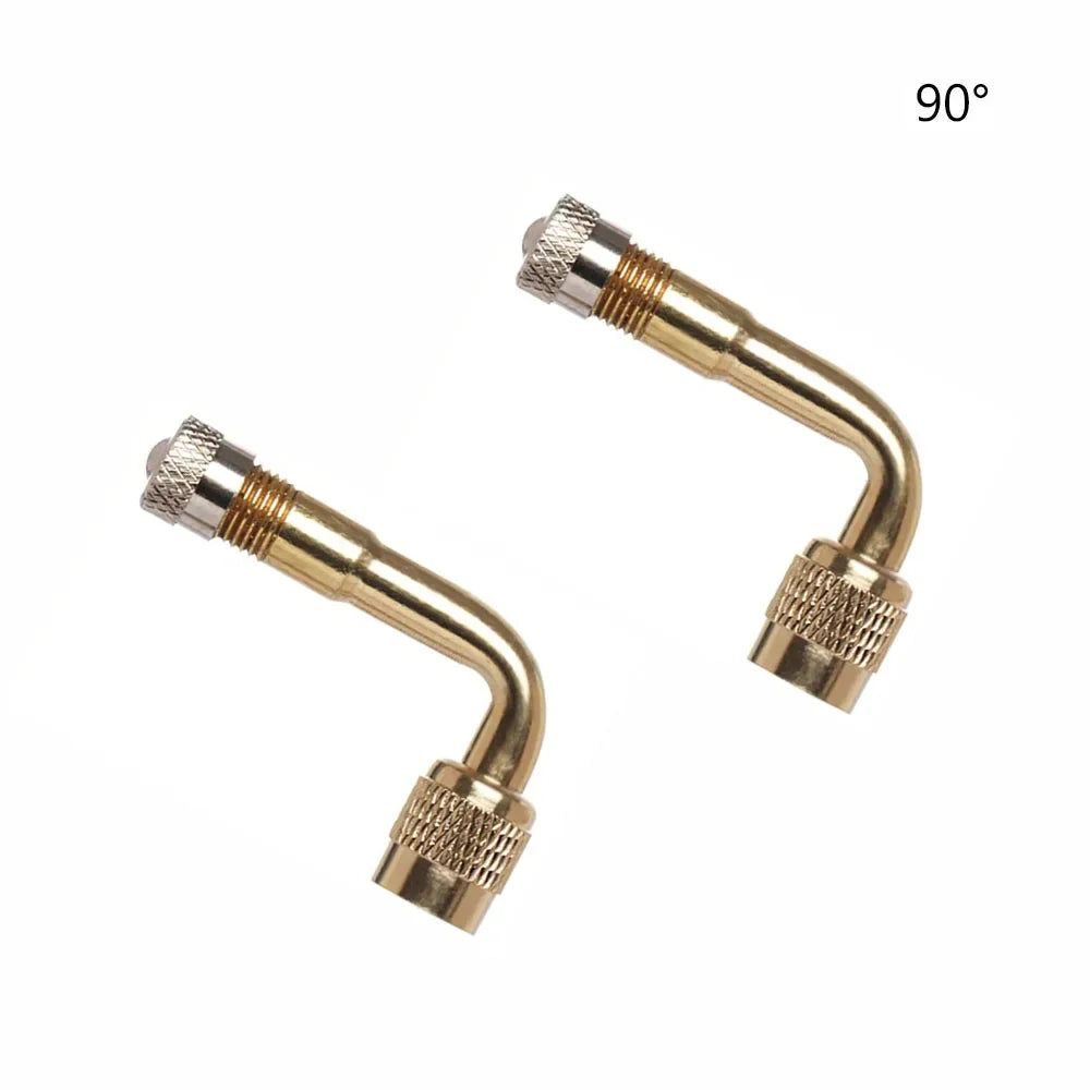 2 Pcs Motorcycle 45 90 135 Degree Angle Bent Valve Adaptor Tyre Tube Valve Extension Adapter for Truck Car Moto Bike Oasis Select Gold-90 2pcs