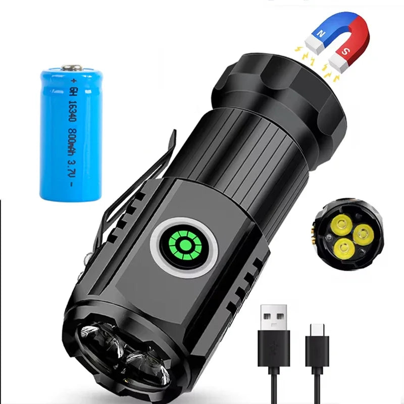 KDULIT XHP50 Mini LED Flashlight 1000LM USB Rechargeable Magnetic