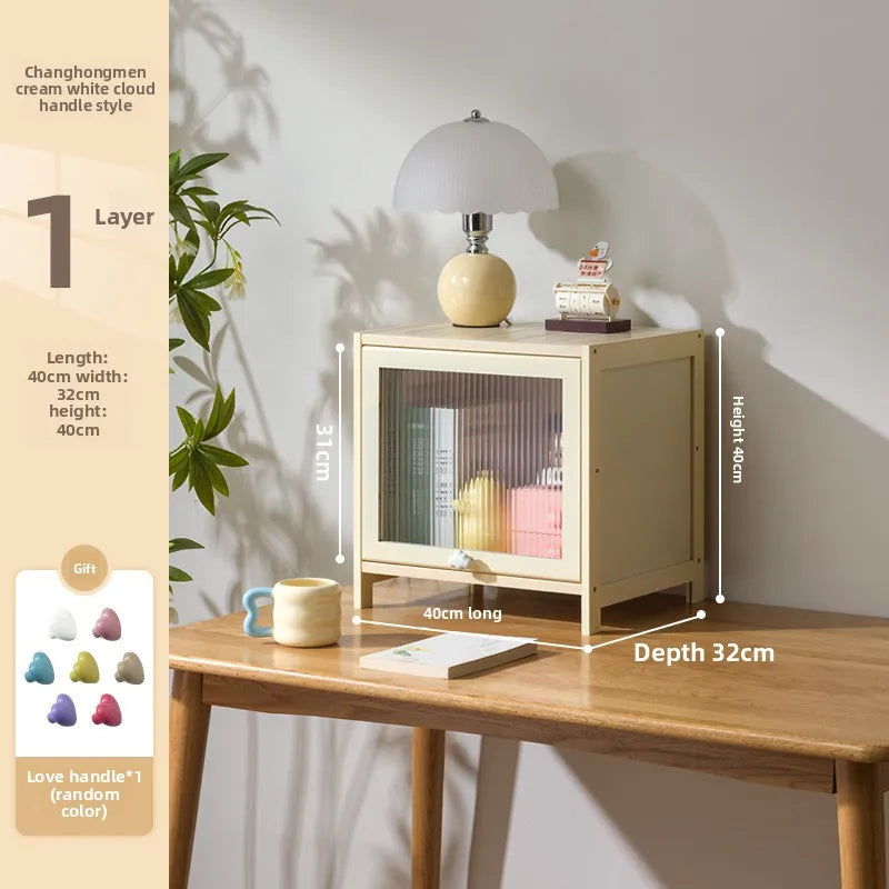 clamshell storage cabinet household living room multi-layer snacks dopamine chest bedroom bedside table storage cabinet Oasis Select One door 40 long