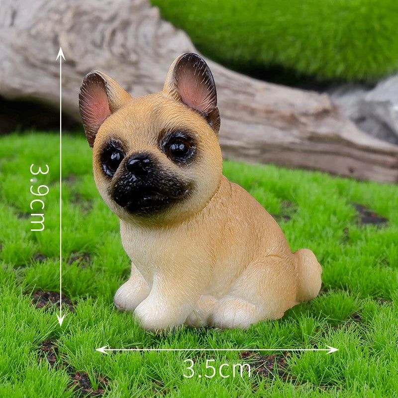 Resin Small Dog Figurine, Miniature Bonsai, Fairy Garden, Microlandscape, Crafted, Decorative Pet Statue, 1Pc Oasis Select A6 French Bulldog