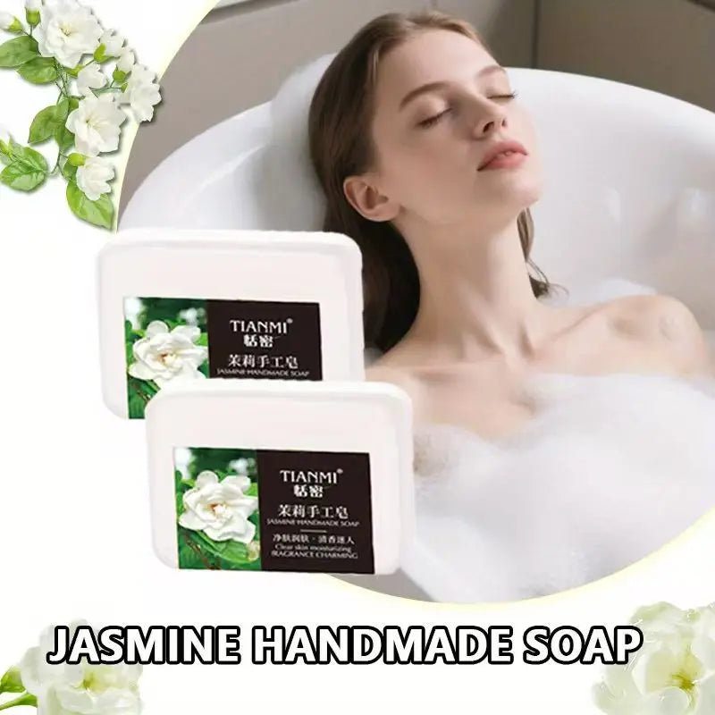 2PCS jasmine handmade soap, rich in jasmine extract, softens rough skin, replenishes moisture and cleanses Oasis Select