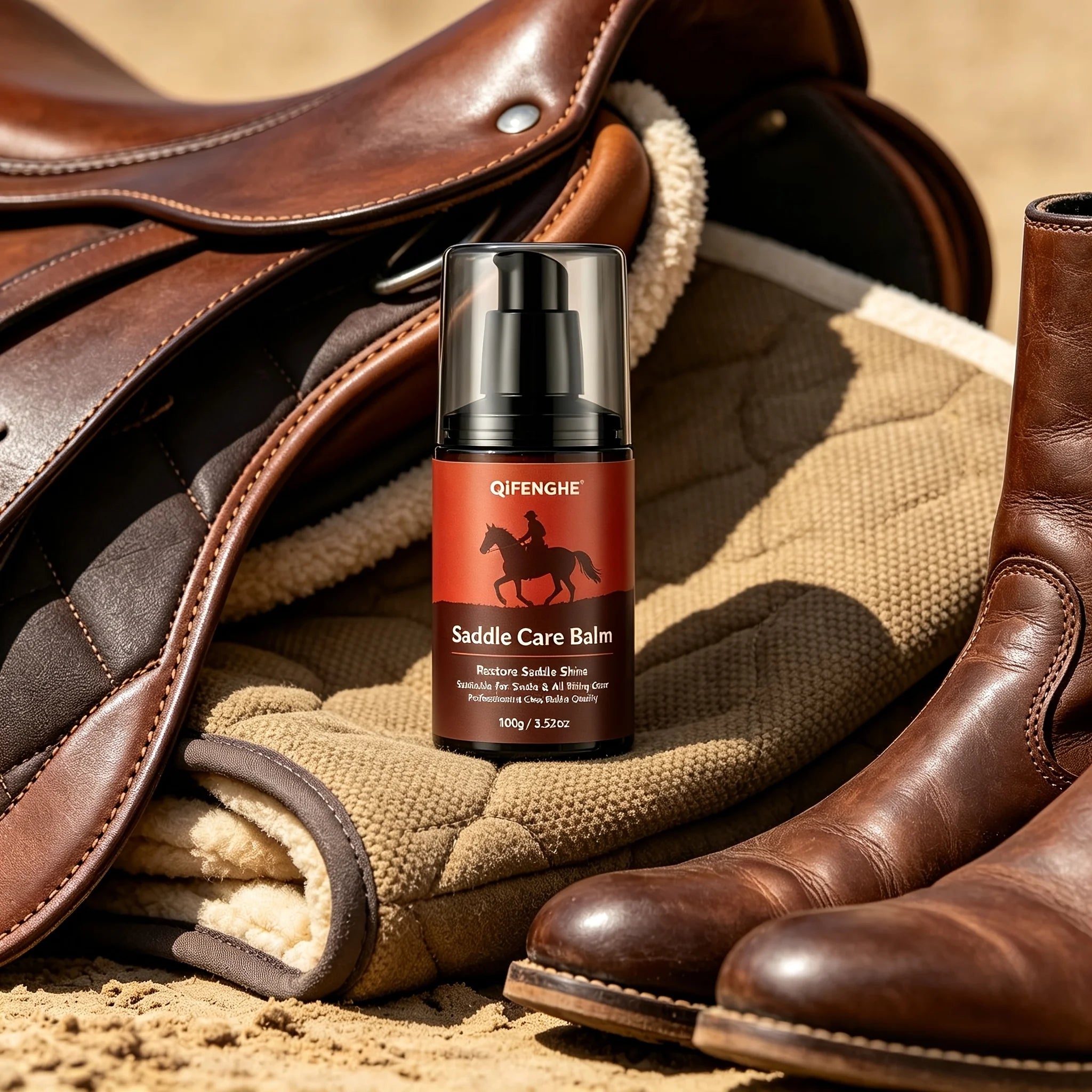 Qifenghe Leather Saddle Care Balm for Equestrian - Revives Dull Dry Saddles Softens Rough Leather Polishes Saddle Pads Riding Ac Oasis Select