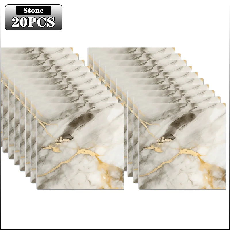 10-40PCS Marble Style Self-adhesive Floor Stickers Thickened Wear-resistant PVC Flooring Mats for Household Use Easy To Install Oasis Select Stone-20PCS
