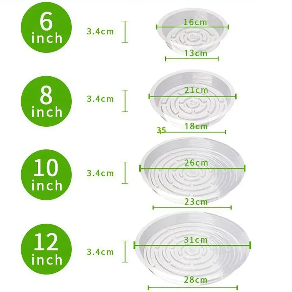5-Pack Clear Plastic Flower Pot Drip Trays 6/8/10/12 Inch