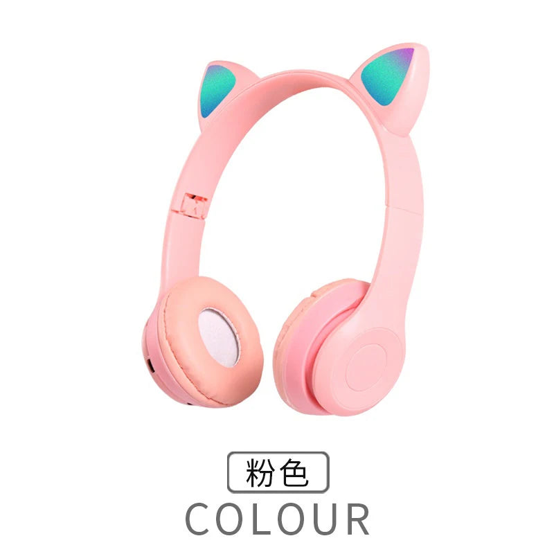 P47M Wireless Bluetooth Headset Gamer Cat LED Light Waterproof Noise Cancelling Earbuds Wireless Headphones Bluetooth Earphones Oasis Select Pink