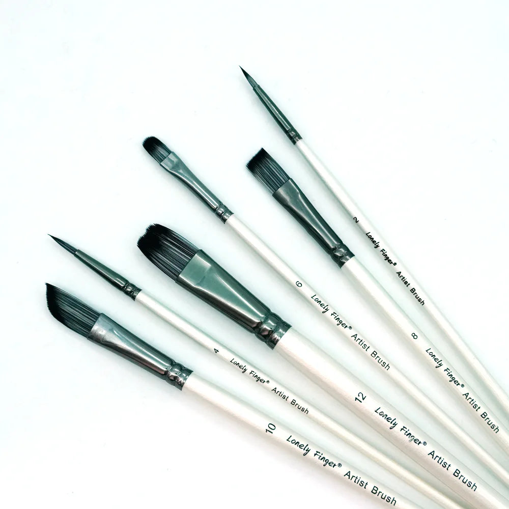 Paint Brushes Set,6Pcs Different Tip Paintbrushes Nylon Hair Artist Acrylic Paint Brushes for Acrylic Oil Watercolor, Face Nail Oasis Select