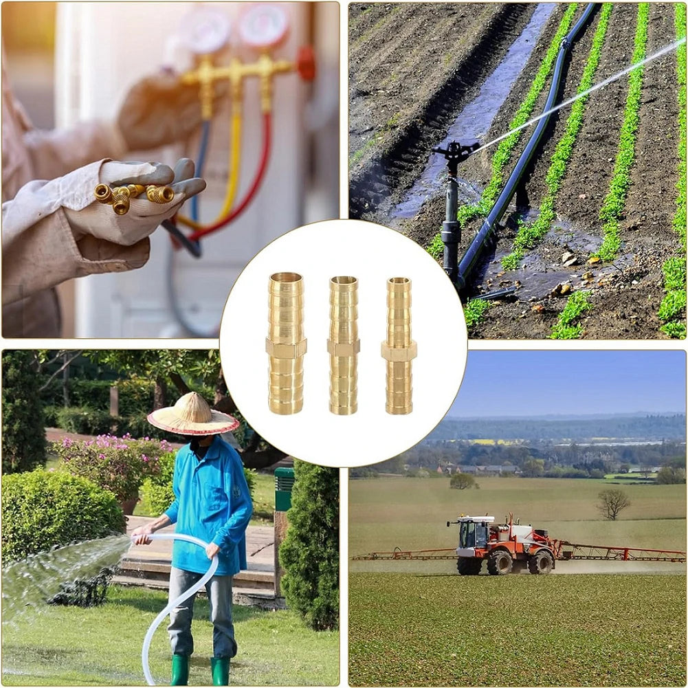 12pcs Brass Hose Connector 6/8/10mm Straight Barb Connector Reducer Adapter For Air Line Water Pipe Fuel Line Hardware Tool Oasis Select