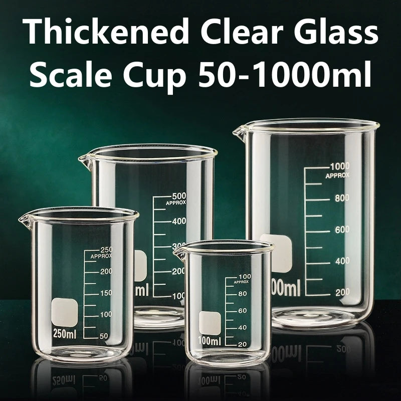 50-1000ml Combination Set High Borosilicate Glass Measuring Cup Clear Scale Cup Laboratory Beaker Kitchen Baking Measuring Mugs Oasis Select