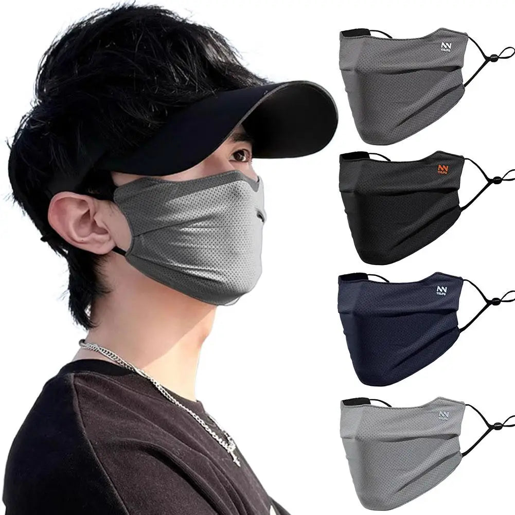 Breathable Ice Silk Face Cover UV Face Shield Washable Reusable Sun Protection Face Mask for Motorcycle Running Riding Exercise Oasis Select