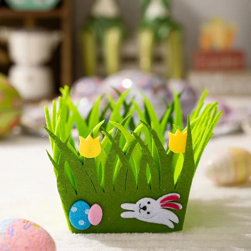 Easter Egg Basket Square Handheld Gift Packaging Bag Felt Kids Cookie Candy Bags Easter Party Birthday Party Favors Gift Decor Oasis Select Style 7 Other