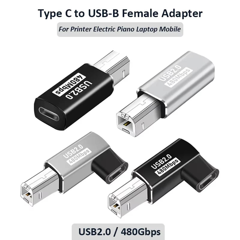 USB B Male to USB-C Female Adapter – Printer & MIDI USB Adapter Oasis Select