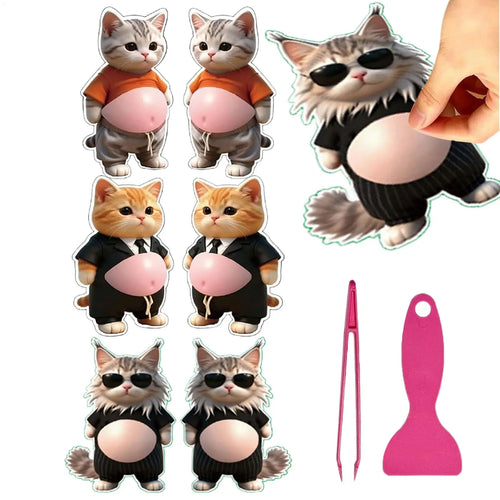Cat Stickers 3D Belly Stickers Soft Silicone For Phone Case Car Decoration Children's Birthday Party Favor Festival Supplies Oasis Select
