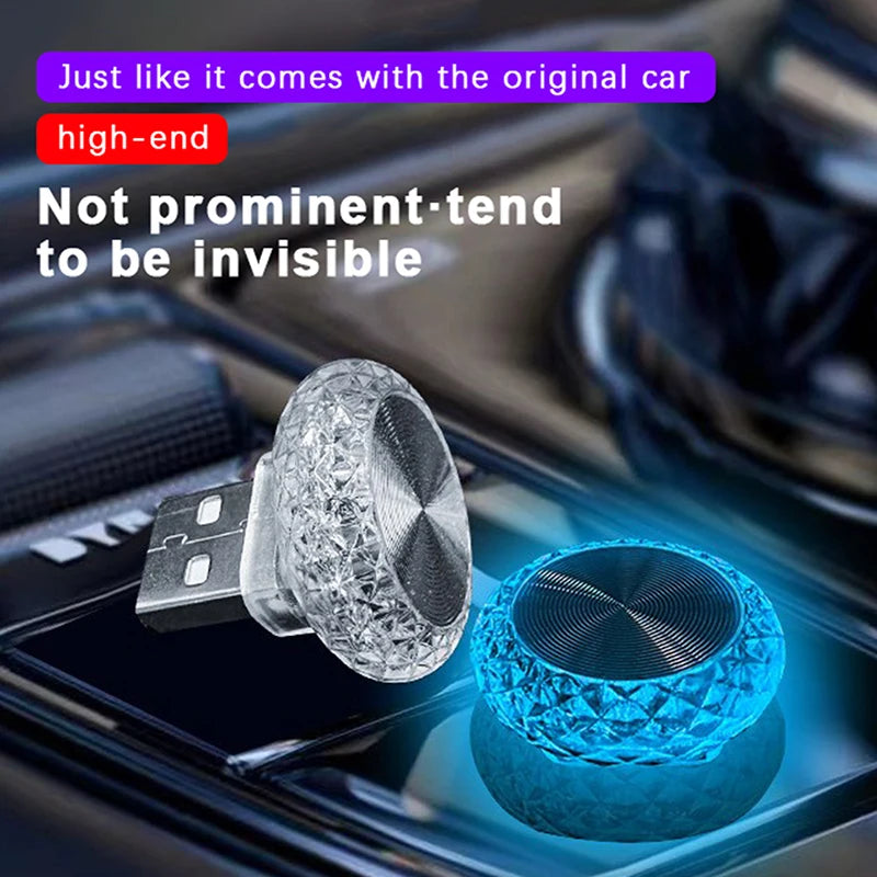 Portable Car USB Ambient Light Mini LED Decorative Atmosphere Lamps For Auto Interior Environment Light Computer Light Plug Play Oasis Select