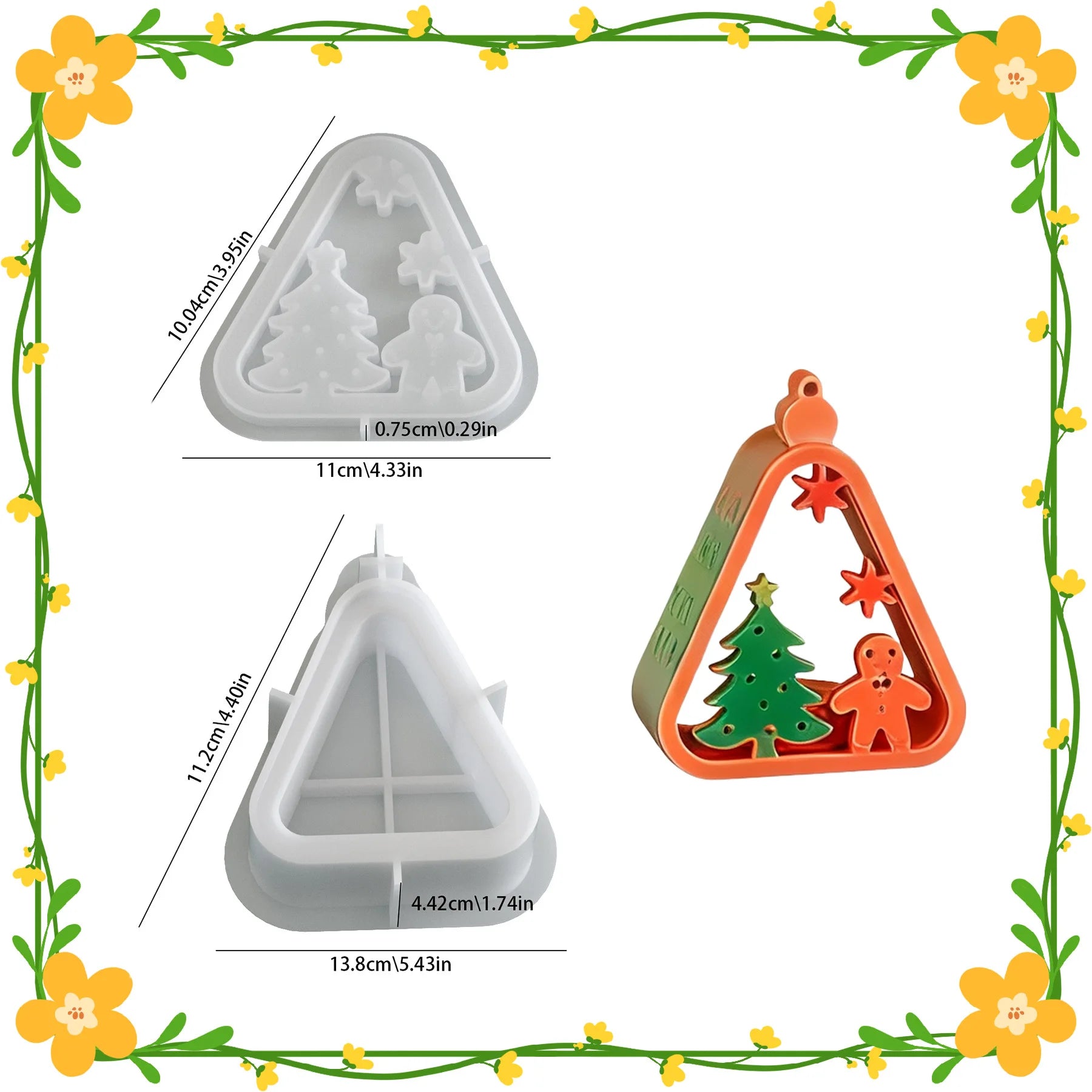 Christmas Triangle Candlestick Silicone Mold Santa Claus Snowman Tree Festival Resin Mould Mini Table Ornaments Home Decoration Oasis Select Group B mold