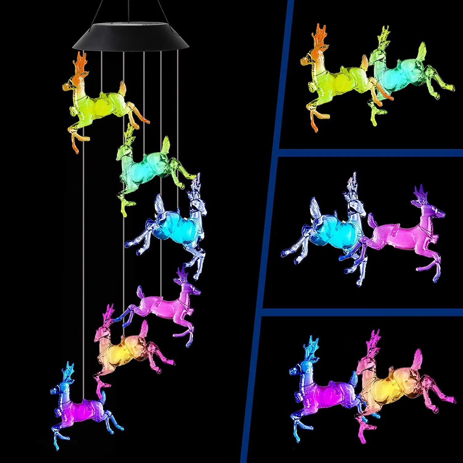 Solar Powered Wind Chime Garden Lights -Outdoor Solar Stake Lights for Yard, Landscape Decoration, Auto on/Off, Waterproof, IP65 Oasis Select Deer