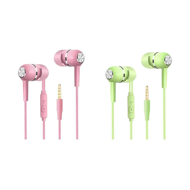 1/2/4pcs Mobile Wired Headphones Sport Earphone In Ear 3.5 Sport Earbuds Headset Mic Music Earphones for Phones Oasis Select Pink-Green