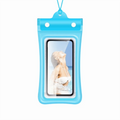 Floating Design Water-Sprinkling Festival Phone Pouch Transparent Touchable Swimming Bag Three Fold Full View Waterproof Bag Oasis Select Blue