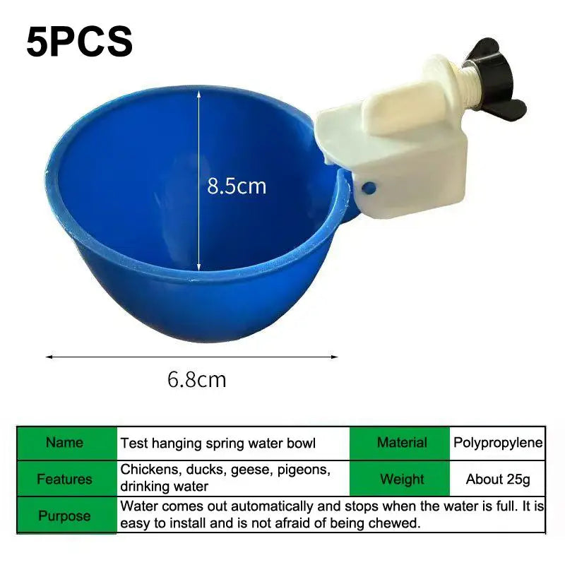 5-Pack Automatic Chicken Waterer Cups | Poultry Drinker Bowls