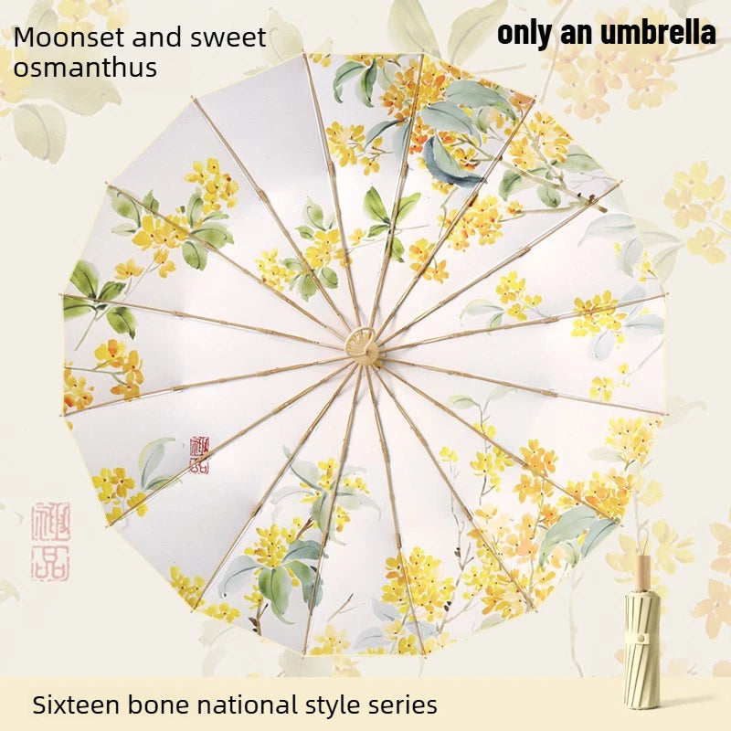 Fashion Three Fold Manual Umbrella Color Coating UV Protection Sunshade Dual Purpose Rain Umbrella for Ladies Oasis Select 16 bone cinnamon 16K Aluminum