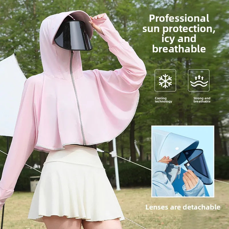 Ice Silk UV Protection Hooded Poncho – Lightweight Cover Up