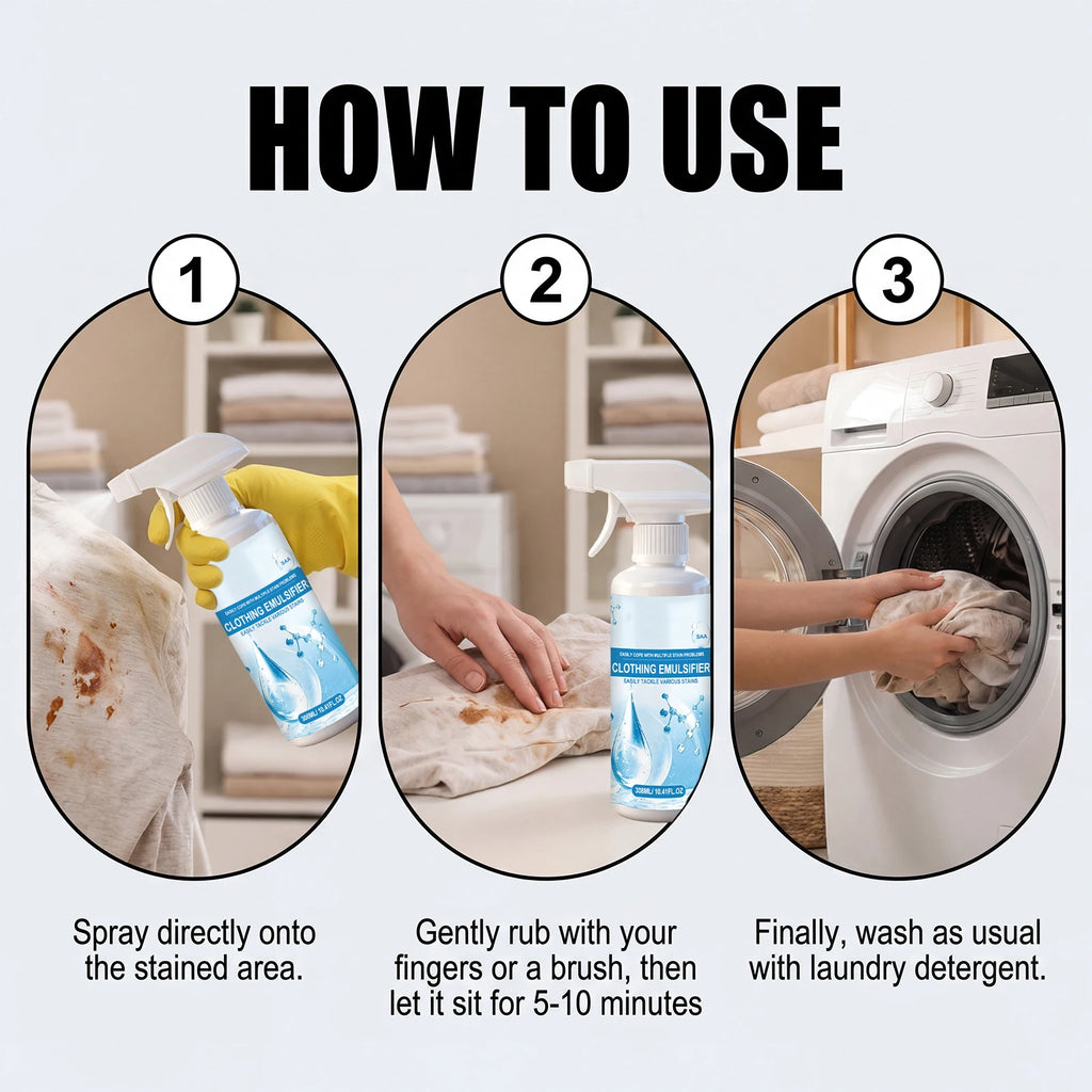 Clothes Stain Remover Spray Quick Stubborn Stain Cleaner Gentle Fabric Safe Easy Use for Oil Food Juice Daily Laundry Cleaning Oasis Select