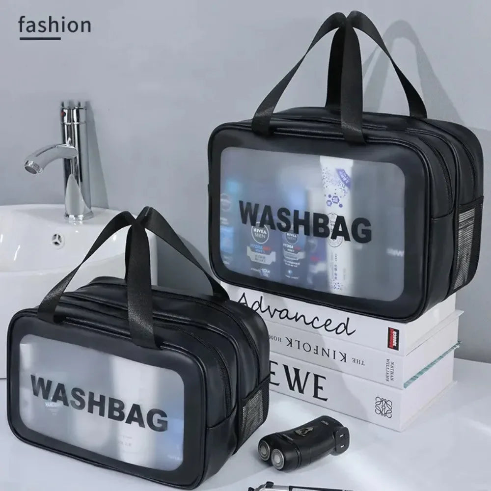 Dry-wet Separation Double Transparent PU Makeup Bag Portable Washing Bag Cosmetic Storage Bag Travel Fitness Swimming Essentials Oasis Select