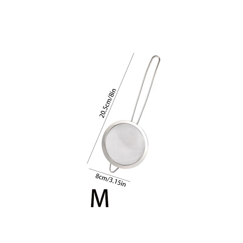 3pcs Stainless Steel Fine Mesh Strainer With Sturdy Handle And Hook, Colander Sifter For Juice Soy Milk, Kitchen Tools Oasis Select M