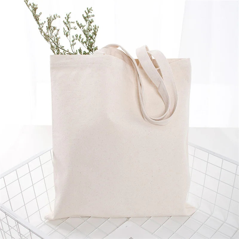 Reusable Foldable Shoulder Handbag Eco-Friendly Women Ladies Large Cotton Fabric Canvas Tote Bag For Market Shopping Bags Blank Oasis Select