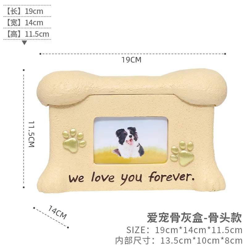Resin Pet Urns Dogs Cats Cremation Urn Peaceful Memorial with Photo Frame Cremation Urns for Animal Ashes Funeral Pet Ashes Box Oasis Select Bone
