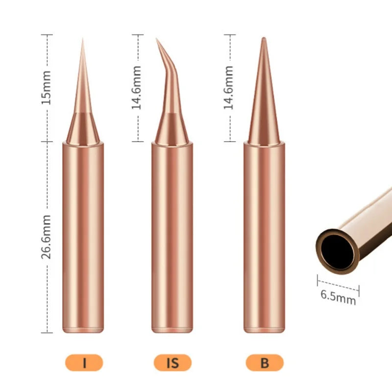 10Pcs Soldering Iron Tip Pure Copper 900M Soldering Iron Head Set Inside Hot Bare Copper Electric Soldering Iron Welding Tools Oasis Select