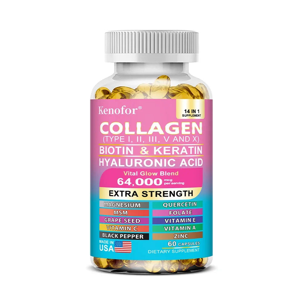 Complex Collagen Capsules, Brighten Skin Tone, Helps Joint, Cartilage & Cardiovascular, Hair, Nails, Digestive Health Supplement Oasis Select 60count-1 bottle