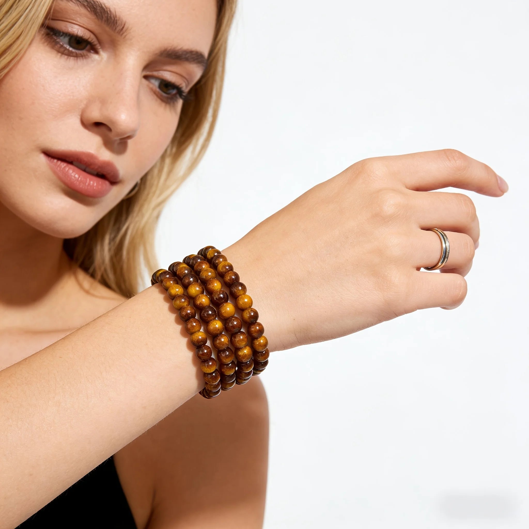 2pcs 1pc Tiger Eye Stone Bracelets Fashionable Additions Jewelry 8mm Bracelets Suitable for VALENTINE'S DAY Gifts Oasis Select